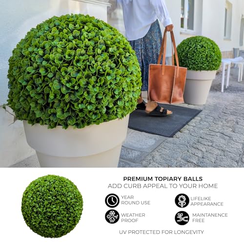 365 Curb Appeal 23" XL Topiary Balls – 1 Extra Large Faux Succulent Ball - Artificial Succulents for Outdoors (Succulents, 1 Topiary Spheres (2 Halves)) - color: Succulent, size: 1 topiary ball (2 halves)