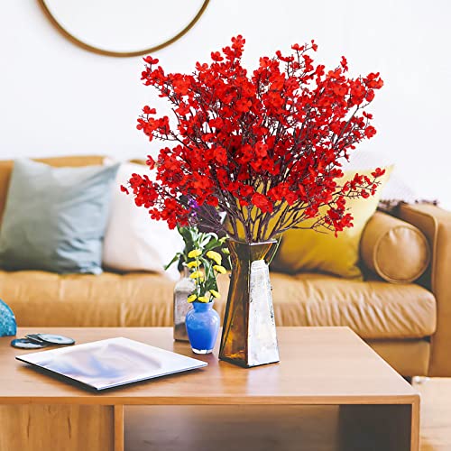 Uieke 6 Pcs Babys Breath Artificial Flowers Bulk Silk Red Faux Flowers Real Touch Gypsophila Bouquet for Christmas Halloween Home Wedding Decoration - color: Red, size: 6PCS