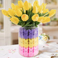 ORIENTAL CHERRY Easter Decorations - Easter Peeps Decor - 15 Artificial Tulips with 45 Bunnies Vase Filler Set, Spring Home Indoor Decoration Centerpieces for Tables - style: 15 Yellow Tulips with 45 Peeps Bunnies
