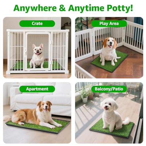 Portable Dog Grass Pad with Tray 20''x25'': Dog Litter Box with Artificial Grass Patch Bathroom Mat & Washable Pee Pad for Puppy Potty Training, Pet Loo Indoor Outdoor Use for Patio Balcony Apartment - size: 20"x25"（4 Layer Potty System)