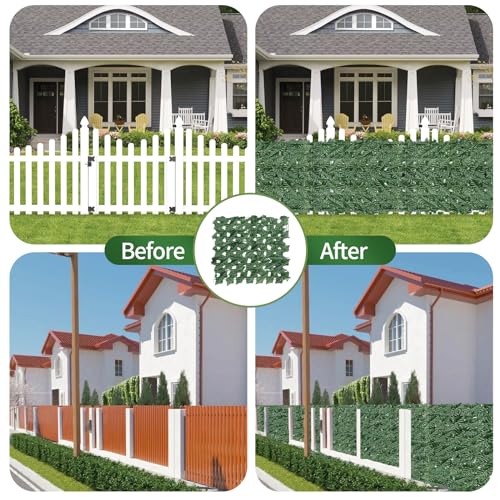 Artificial Ivy Privacy Fence Screen,39.4"x158" UV-Anti Fake Leaves Plant Vine,Privacy Hedges Wall for Indoor Outdoor Garden Backyard Decor - color: Green Sweet Potato Leaves, size: 39.4"x158"