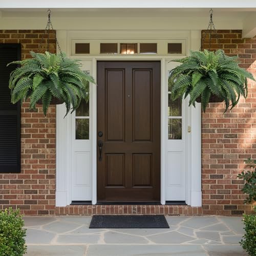 KOL Artificial Boston Ferns, Fake Faux Fern Plants 45 Inch 2 Pack, Green Large Fern with Bendable Stems for Floor Display, Indoor Outdoor UV Resistant Home Decor - color: Green
