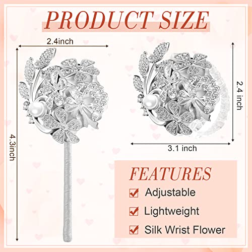 Yunsailing 2 Pcs Rhinestone Wrist Corsage and Boutonniere Set - Artificial Flower Corsage Wristlet for Wedding Prom Homecoming Bridesmaid Bridal Shower Anniversary Formal Event(Silver Gray,Pearl) - color: Silver Gray, style: Pearl