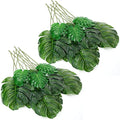 Zeyune 24 Pcs Artificial Palm Leaves Bulk with Faux Stems Large Fake Monstera Leaf for Palm Sunday Wedding Artificial Turtle Leaf Tropical Greenery Plant UV Resistant Hawaiian Jungle Party