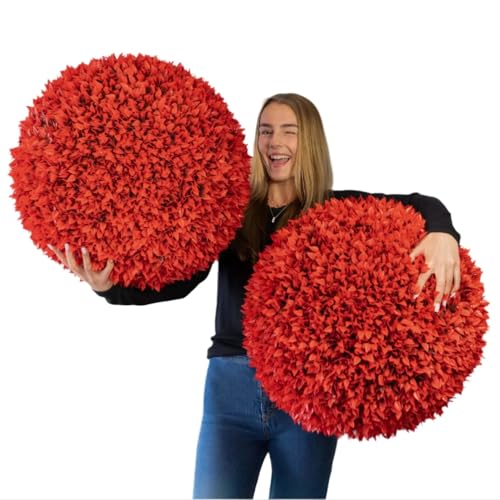 365 Curb Appeal 23" XL Topiary Balls (Burning Bush, 2 Topiary Balls (4 Halves)) - color: Red Burning Bush, size: 2 topiary balls (4 halves)