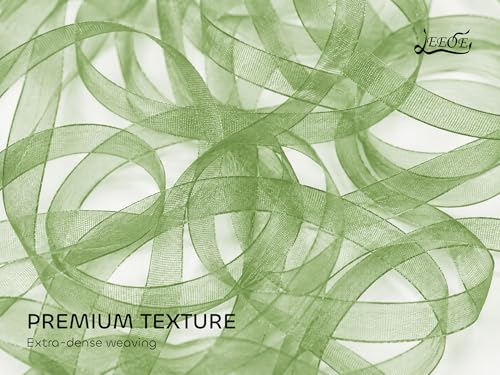 Light Green Organza Ribbon 5/8 inch x 100 Yards Sheer Chiffon Ribbon for Gift Wrapping Wedding Invitations Party Decoration Bridal Bouquets Crafts - color: Light Green, size: 5/8" X 100 Yards