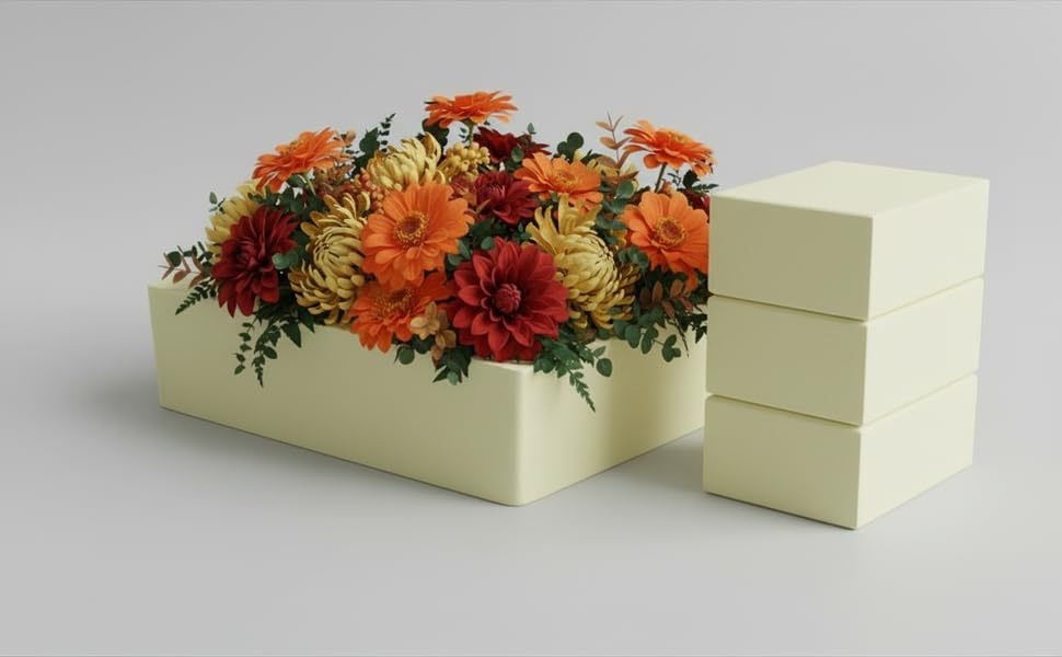 XCEL Floral Foam Blocks - Reusable, Weather Resistant Craft Foam Fresh & Artificial Flower Arrangements, Faux Florist Foam Planters Florist Supplies (Beige White 7" x 7" x 3" - 4 Pack) - color: Beige White 7" x 7" x 3" - 4 Pack