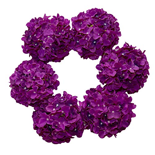 DuHouse Hydrangea Silk Flowers Artificial Flowers with Stem Fake Flower Heads for Wedding Centerpiece Home Decor Pack of 6 (Dark Purple) - color: Dark Purple