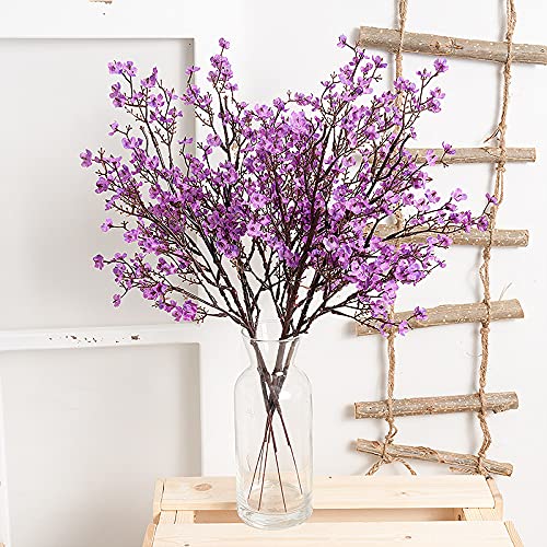 1PCS Artificial Long Gypsophila Colorful Plum Blossom Home Bouquet Faux Flowers Autumn Garden Party Decoration (Purple-1PCS) - color: Purple-2pcs