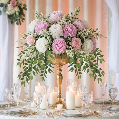26in Italian Ruscus Artificial Greenery Stems 4Pcs Faux Silk Green Leaves Garland Branches Hanging Greenery Spray Plants for DIY Wedding Bouquet Arch Table Centerpieces Vase Filler Home Decor(Large) - color: 4pcs-large Ficus