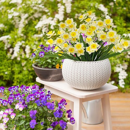 SNAIL GARDEN 2 Bunches 42 Heads Artificial Daffodils, 58cm/22 Long Stem Artificial Spring Flowers,Faux Daffodils for Home Garden Office Wedding Party Easter Decorations (White&Yellow)