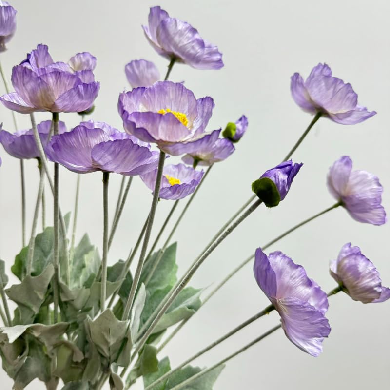 Poppies Flowers Artificial,Ranunculus Artificial Flowers,Silk Flowers with Stems,Faux Flower Stems for Wedding,Party,Garden Outdoor Indoor Decor Flower Arrangements for Table (3, Purple) - color: Purple