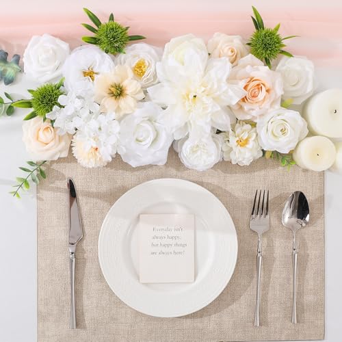 Floweroyal Artificial Flowers Fake Rose Flowers Dahlia with Stems for DIY Wedding Bridal Bouquets, Baby Shower, Floral Arrangement, Table Centerpieces, Home Decorations - color: Milk White