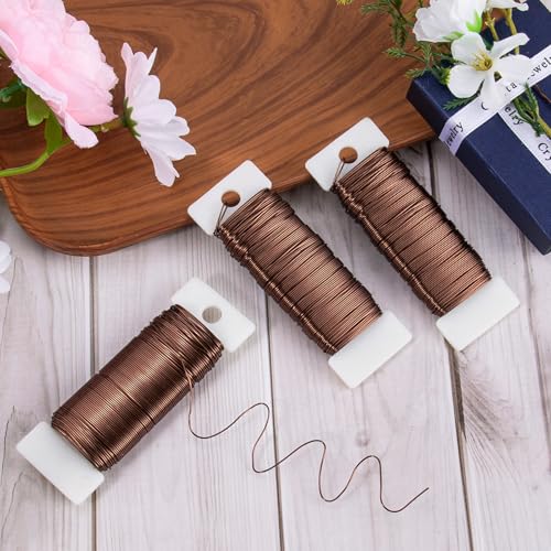 114 Yards 22 Gauge Metal Floral Flexible Paddle Wire for Christmas Wreath Tree, Floral Flower Arrangements(Brown) - color: Brown