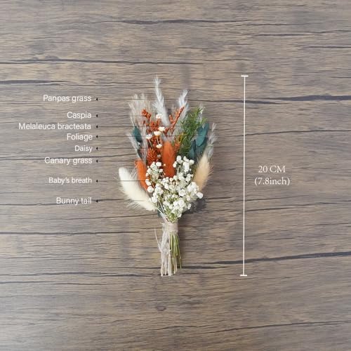 Boho Mini Dried Flower Bouquet, Dried Flower Decorfor Home, Wedding and Table Decorations (Style B)