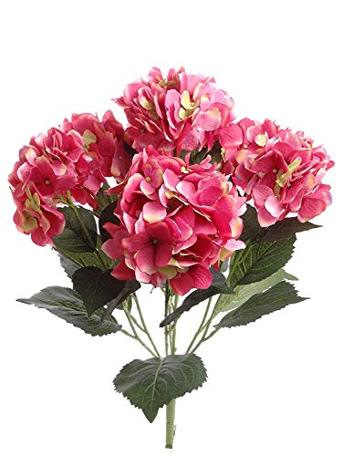 Larksilk Hydrangea Artificial Flowers - Faux Hydrangea Flowers - Home Decor, Easter Decorations, Spring Decor - Floral Centerpieces for Tables - 20" Floral Stems, Fuchsia, 24 Pieces - color: Fuchsia, size: Pack of 24
