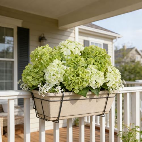 INXUGAO Artificial Flowers Fake Outdoor Hydrangea Bouquets with Long Stems, 3Pcs 18" Faux Green Hydrangeas with Latex Real Touch for Outdoors, Wedding, Baby Shower and Party Decor - color: Green