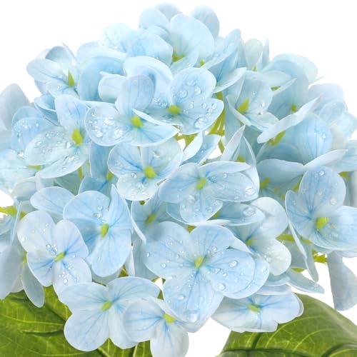 XunYee 4 Pcs Hydrangea Artificial Flowers 20 Inch Blue and White Faux Hydrangea Flowers with Long Stem Realistic Fake Hydrangeas Arrangements Wedding Bouquet Table Centerpieces Home Indoor Decor - color: White, Blue