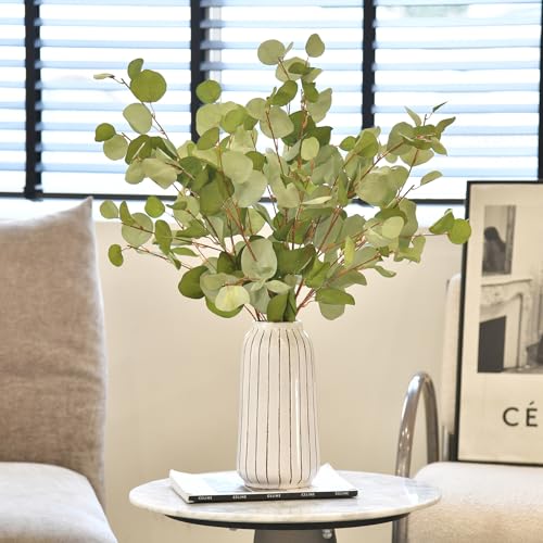 3 PCS Artificial Eucalyptus Stems Long 33" Fake Eucalyptus Leaves Branches for Vase Home Wedding Party Decorations, Green - color: Green*3