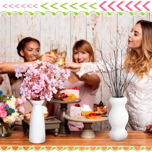 8 Pcs Artificial Cherry Blossom Branches Decor 15.7 Inch Artificial Cherry Flowers 4 Lifelike Curly Willow Branches for Home Indoor Decoration Vase DIY Wedding Table Centerpiece Decors Pink