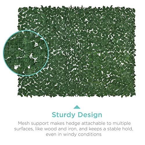 Best Choice Products Outdoor Garden 96x72-inch Artificial Faux Ivy Hedge Leaf and Vine Privacy Fence Wall Screen - Green - size: 96x72in