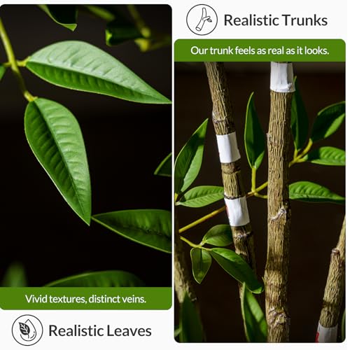 Large Artificial Nandina Trees Tall Fake Bamboo Tree Indoor Outdoor Realistic Floor Plant Potted Faux Plastic Silk Plants for Home Living Room Office Front Porch Patio decoracion Housewarming Gift - color: Green, size: 6ft