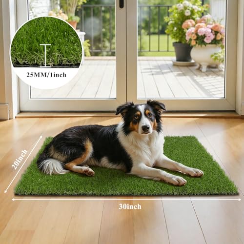 HEBE Artificial Grass Turf Mat 20"x30", Fake Grass Pee Pad for Potty Training,Washable Reusable Turf Carpet Dog Grass Patch for Dogs Potty, Lawn, Balcony, Indoor Outdoor - size: 20''x30''