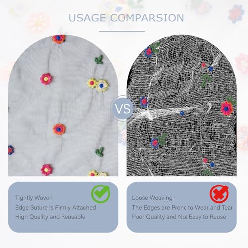 2PC Black Embroidery Daisy Table Runner 10ft 120 Inch Fall Florals Gauze Tulle Sheer Cheesecloth Holiday Kitchen Dining Table Decoration for Home Wedding Party Baby Shower Birthday Decorations - color: Black, size: 10ft x 2Pack