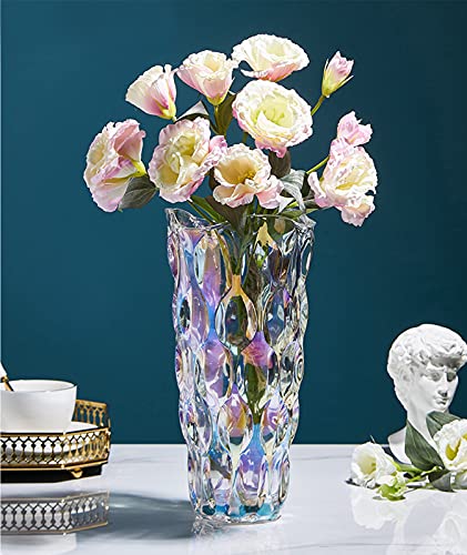 9.5" High Thickened Multi-Colored Glass Flower Vase for Home Decor, Dining Wedding Table Office Holiday Party Centerpiece Decoration - color: Colorful Glass Vase