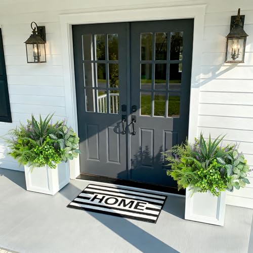 Hrobek Outdoor Faux Plants UV Resistant - 12 Bouquets Realistic Artificial Eucalyptus Fern Lavender Greenery for Patio Garden Front Porch Decor Weatherproof Fake Plants for Outside - color: Mix Greenery