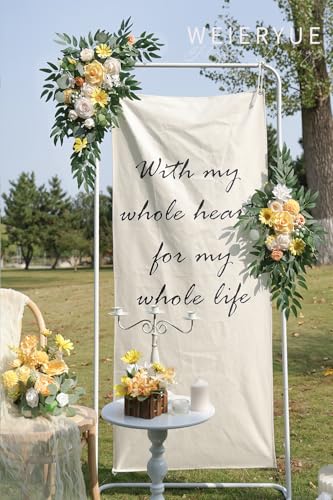 Artificial Wedding Arch Flowers Kit(Pack of 2) for Wedding Arch, Bridal Shower, Ceremony and Reception Backdrop Decoration (Gentle Creamy Yellow) - color: Gentle Creamy Yellow