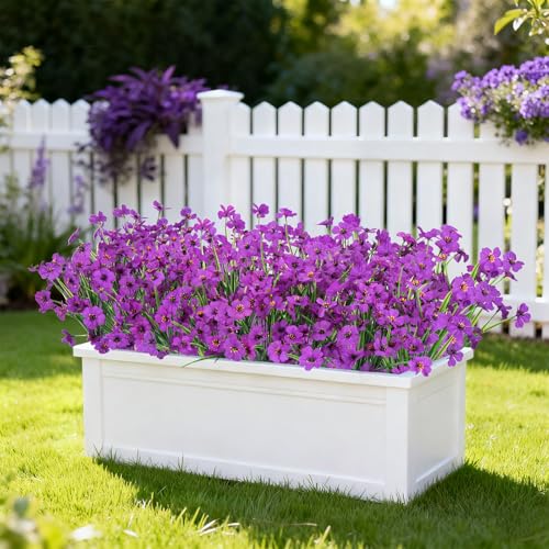 Ouddy Decor 24 Bundles Artificial Flowers for Outdoors Fake Silk Flowers UV Resistant Faux Plastic Plants for Indoor Outdoor Vase Box Garden Porch Window Box Home Spring Summer Decor, Purple - color: Purple, size: 24 Bundles