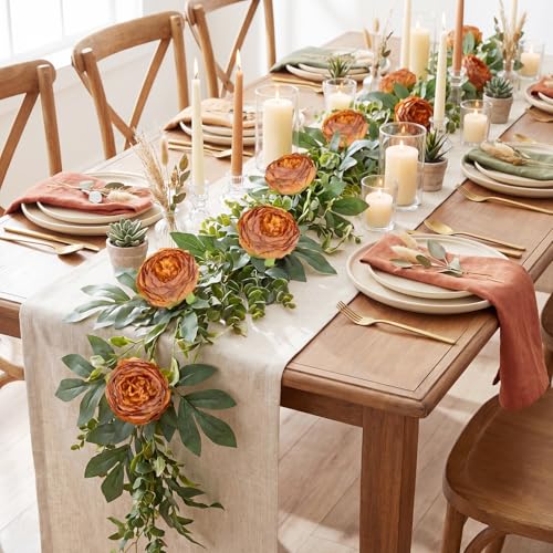 6PCS Burnt Orange Peony Artificial Flowers 19.7" Vintage Faux Peonies Silk Fake Flower Arrangements for Fall Wedding Bridal Bouquet Home Party Office Decoration (Burnt Orange) - color: Burnt Orange