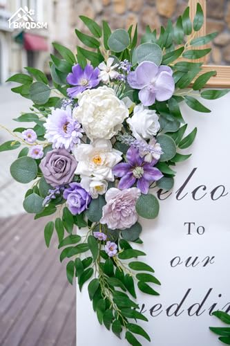 Artificial Wedding Arch Flowers Kit(Pack of 2) for Wedding Decor Ceremony and Reception Backdrop Decoration (Purple) - color: Purple