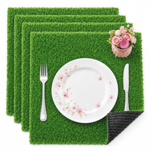 Artificial Grass Mat 12x12 Inch,Fake Grass Turf Patch,Synthetic Grass Indoor Outdoor,Patio Grass Tiles Realistic Grass Rug with Drainage Hole for Table Decoration - size: 12"x12"-8PC