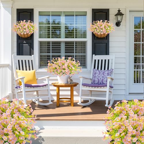 MACTING Artificial Flowers for Outdoors 12 Bundles UV Resistant Fake Flowers No Fade Faux Outdoor Plants for Summer Indoor Outside Planters Garden Porch Yard Window Pot Home Decorations,Light Purple - color: Light Purple, size: 12PCS