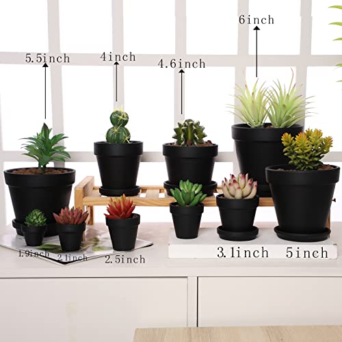 Terra Cotta Pots with Saucer- 6-Pack Large Terracotta Pot Clay Pots 5.5'' Clay Ceramic Pottery Planter Cactus Flower Pots Succulent Pot with Drainage Hole- for Plants,Crafts terra cotta planter(Black) - color: Black