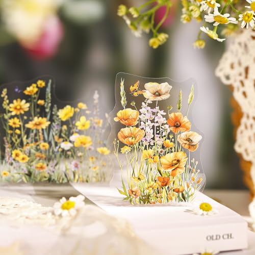 160 Pcs Wildflower Stickers, Waterproof Botanical Stickers for Scrapbooking Junk Journal Notebook Planner Card Making Collage Envelope Phone Case Craft Projects - color: Wildflowers