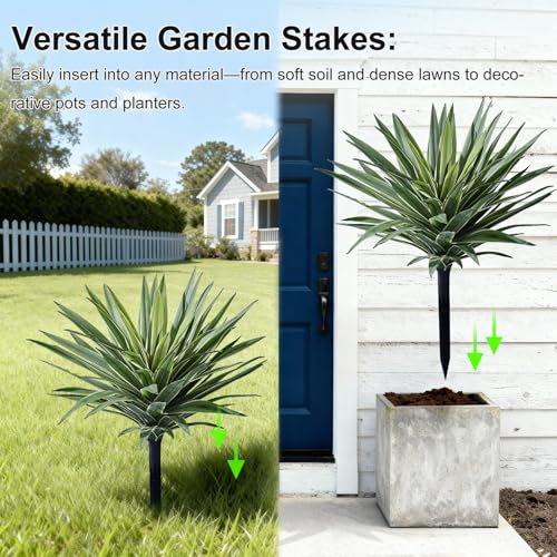 Artificial Agave Plant Fake Agave Planters for Indoor Outdoor Faux Agave Plants Real Touch Realistic Greenery for Home Living Room Office Bathroom Garden Front Porch Patio Decor (16inch-2 Pcs White) - size: 16inch-2 Pcs White