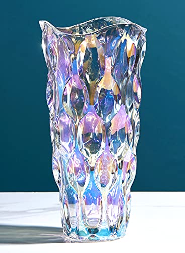 9.5" High Thickened Multi-Colored Glass Flower Vase for Home Decor, Dining Wedding Table Office Holiday Party Centerpiece Decoration - color: Colorful Glass Vase