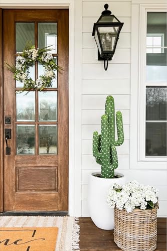 DILATATA Tall Fake Cactus Plant 28 inch Large Artificial Cactus Tree 'Saguaro Cactus' Faux Cactus Desert Plants Big Fake Cacti for Home Garden Office Decor - color: Stenocereus Fimbriatus