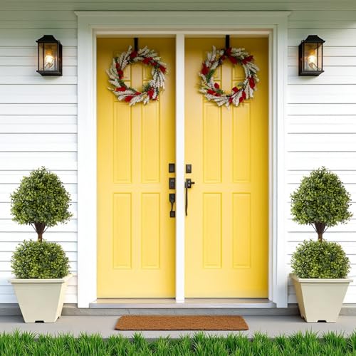 THE BLOOM TIMES 40" Tall Artificial Boxwood Double Ball Topiary Trees, UV Resistant Large Fake Potted Plants for Outdoor Planter, Realistic Faux Bushes Shrubs for Front Porch Outside Decor Set of 2 - color: Boxwood-dgjl, size: 40 inch