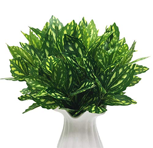 CATTREE Artificial Shrubs, Plastic Plants Speckle Grass Fake Green Bushes Greenery Leaves Wedding Indoor Outdoor Home Garden Verandah Office Table Centerpieces Arrangements Decoration 4 pcs - color: Speckle Grass/4pcs