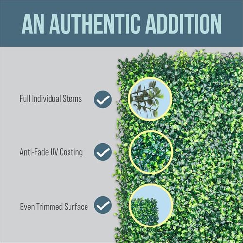 Grass Wall Backdrop, 12 Pcs 20”x20” Panels, Artificial Greenery Backdrop, Dense Leaves Privacy Hedge Screen for Indoor Outdoor Garden Fence Wedding Decor (Covers 33 Sq Ft)