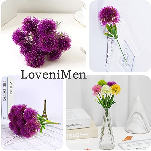 Artificial Dandelion Flowers (Purple 10 Pcs) Fake Plants, Plastic Faux Stems Flower Outdoor Indoor Home Garden Party Room Office Wedding Table Centerpieces DIY Filler Decoration - color: Dandelions Purple/ 10 Pcs