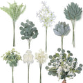 VIERENA Artificial Greenery Stems Box Set(Pack of 65pcs) with 8 Kinds of Faux Plants and Fake Flowers for DIY Wedding Bouquet Table Centerpieces and Floral Arrangement (Beige&Dusty Green) - color: Beige&dusty Green