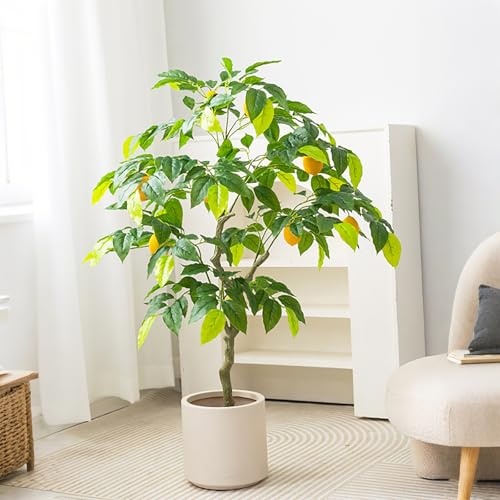 Artificial Lemon Trees with Fruits, Artificial Potted Plants Faux Lemon Citrus Tree, Fake Lemon Plant Pre Potted Faux Lemon Tree, for Home and Living Room Decoration(130cm/4.3ft) - size: 130cm/4.3ft