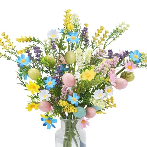Easter Flower Decor 8Pack Easter Egg Picks Artificial Spring Floral Picks Decorations for Flower Arrangements Centerpiece Vase Fillers Home Window Sill Table Decor