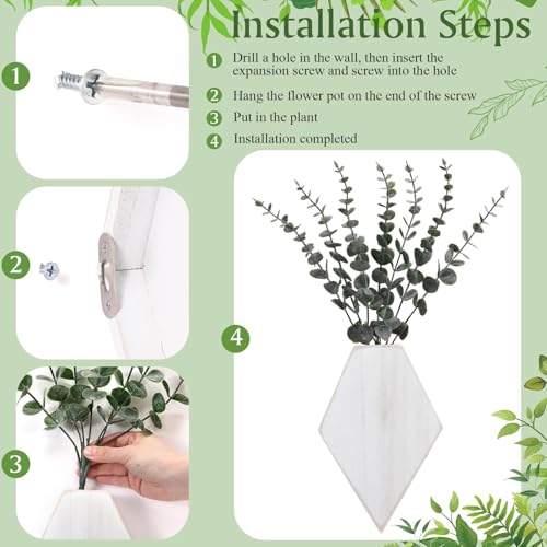 Chunful 2 Pcs Wooden Wall Planter Decor Hanging Faux Plants Greenery Flowers Holder Vase Boxes for Wall Bohemian Farmhouse Room Kitchen Office Indoor Decoration(Retro White,9.8 x 6.6 x 1.2 Inches) - color: Retro White, size: 9.8 x 6.6 x 1.2 inches