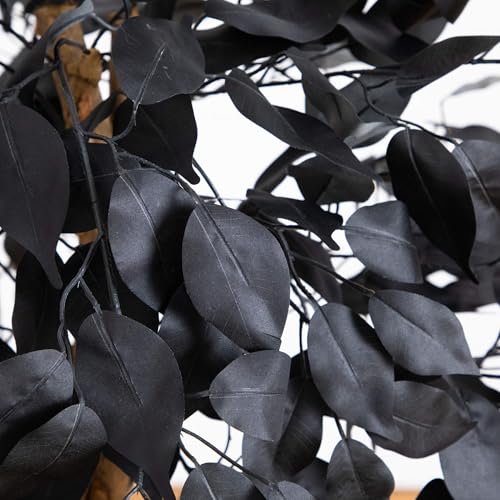 Nearly Natural 4ft Artificial Halloween Black Ficus Tree with Natural Trunk - Indoor Decor for Spooky Gatherings